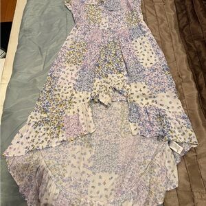 Art Class Floral Kids Dress in Lavender and White